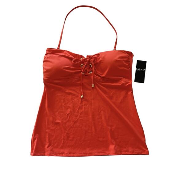 Lauren Ralph Lauren Beach Club Solid Logo Grommet Tubini Top Size‎ 10 $110 - Picture 1 of 5